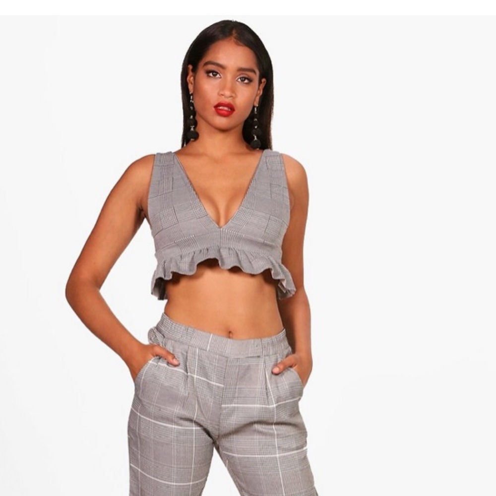 ruffled checkered bralet